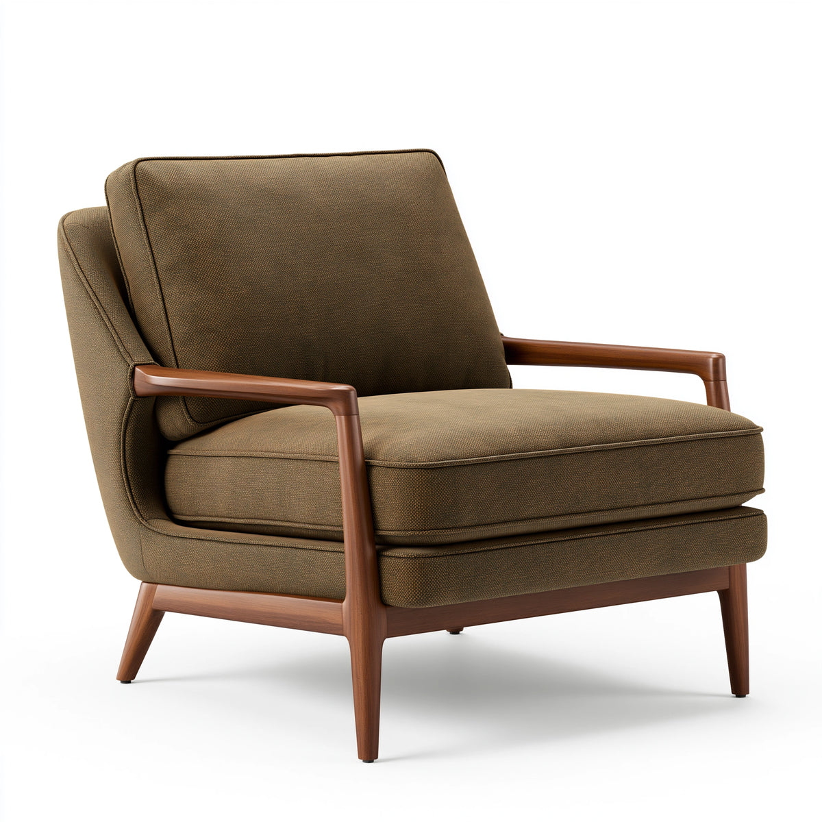 Fauteuil 78 x 82 x 92 cm en tissu kaki et bois marron style rétro