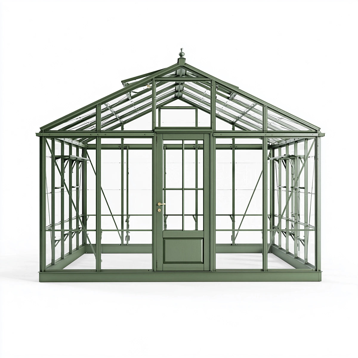 Serre de jardin 250 x 190 x 250 cm en aluminium vert avec panneaux transparents style classique