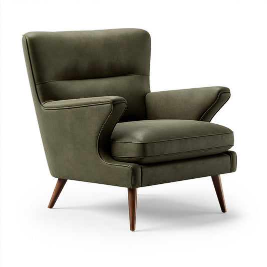 Fauteuil 78 x 85 x 100 cm en similicuir vert olive style vintage