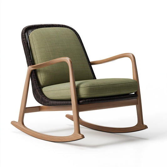 Fauteuil à bascule 75 x 90 x 95 cm en bois tissu vert style contemporain