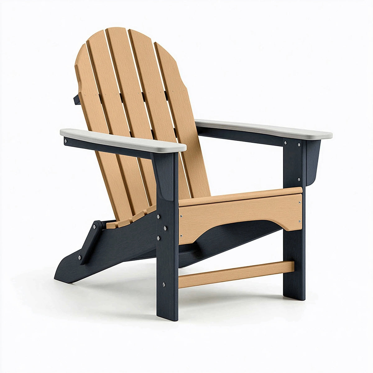 Fauteuil Adirondack 79 x 81 x 97 cm en plastique beige noir pliant pour extérieur