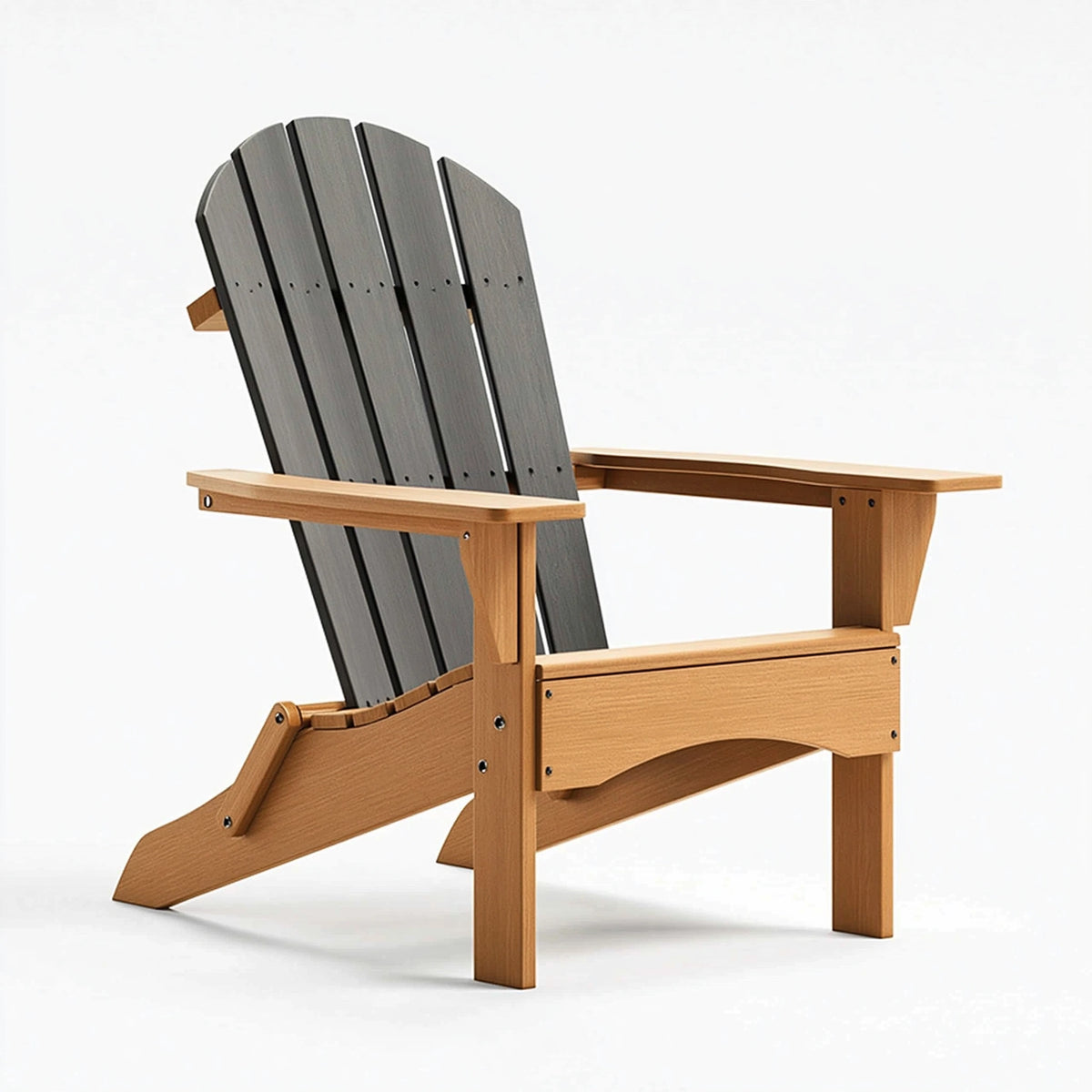 Fauteuil de jardin Adirondack 86 x 79 x 98 cm en bois marron et lames gris foncé