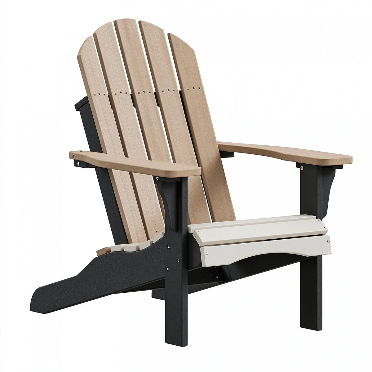 Fauteuil de jardin Adirondack 78 x 83 x 95 cm en bois beige/noir/blanc à dossier incliné