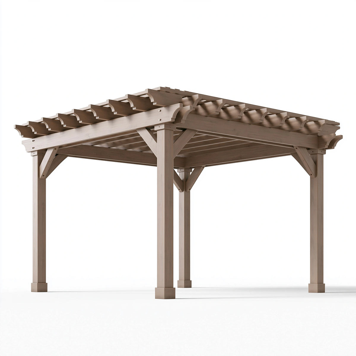 Pergola de jardin 300 x 300 x 250 cm en bois marron style classique à toit ajouré