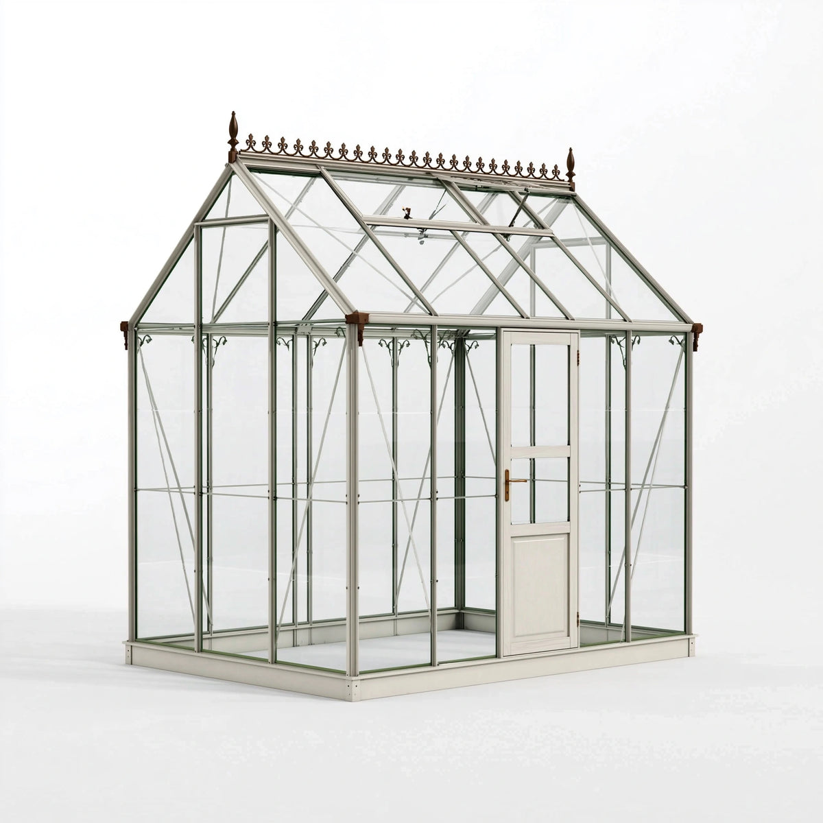 Serre de jardin 300 x 240 x 300 cm aluminium blanc verre style victorien
