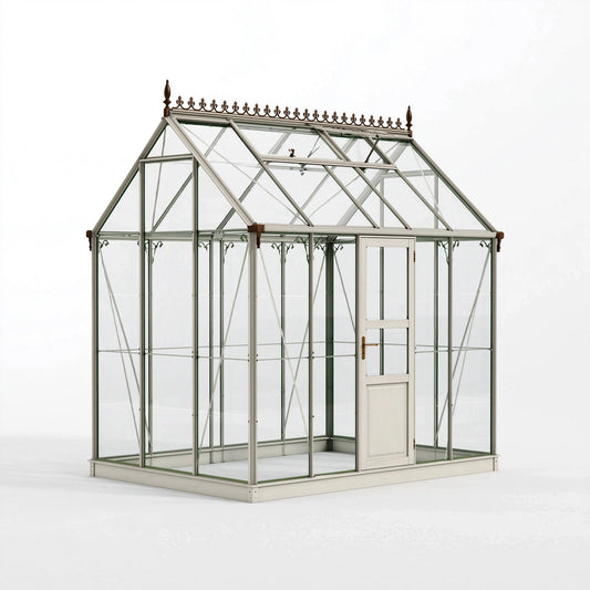 Serre de jardin 300 x 240 x 300 cm aluminium blanc verre style victorien