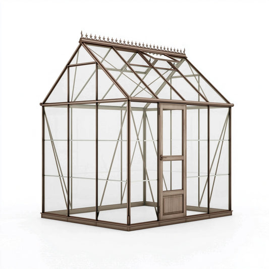 Serre de jardin 300 x 200 x 270 cm en métal brun et verre style victorien